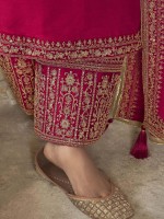 Rani Pink Dola Silk Embroidered Designer Salwar Kameez